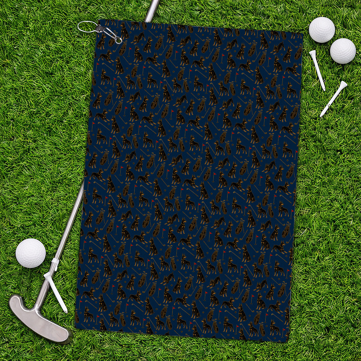 Crazy Doberman Golf Towel, Doberman Pattern Golf Towels, Golf Gift For Golfer