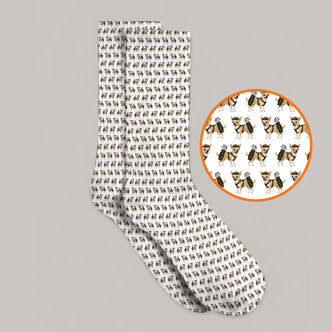 Crazy Chihuahua Golf Socks, Cute Chihuahua Golf Pattern Sock for Dog Lovers, Golf Gift For Golfer