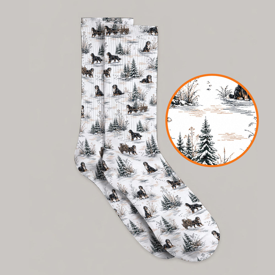 Bernese Mountain Pattern Golf Socks, Snowy Bernese Dog Golf Sock, Dog Lover Golf Gift