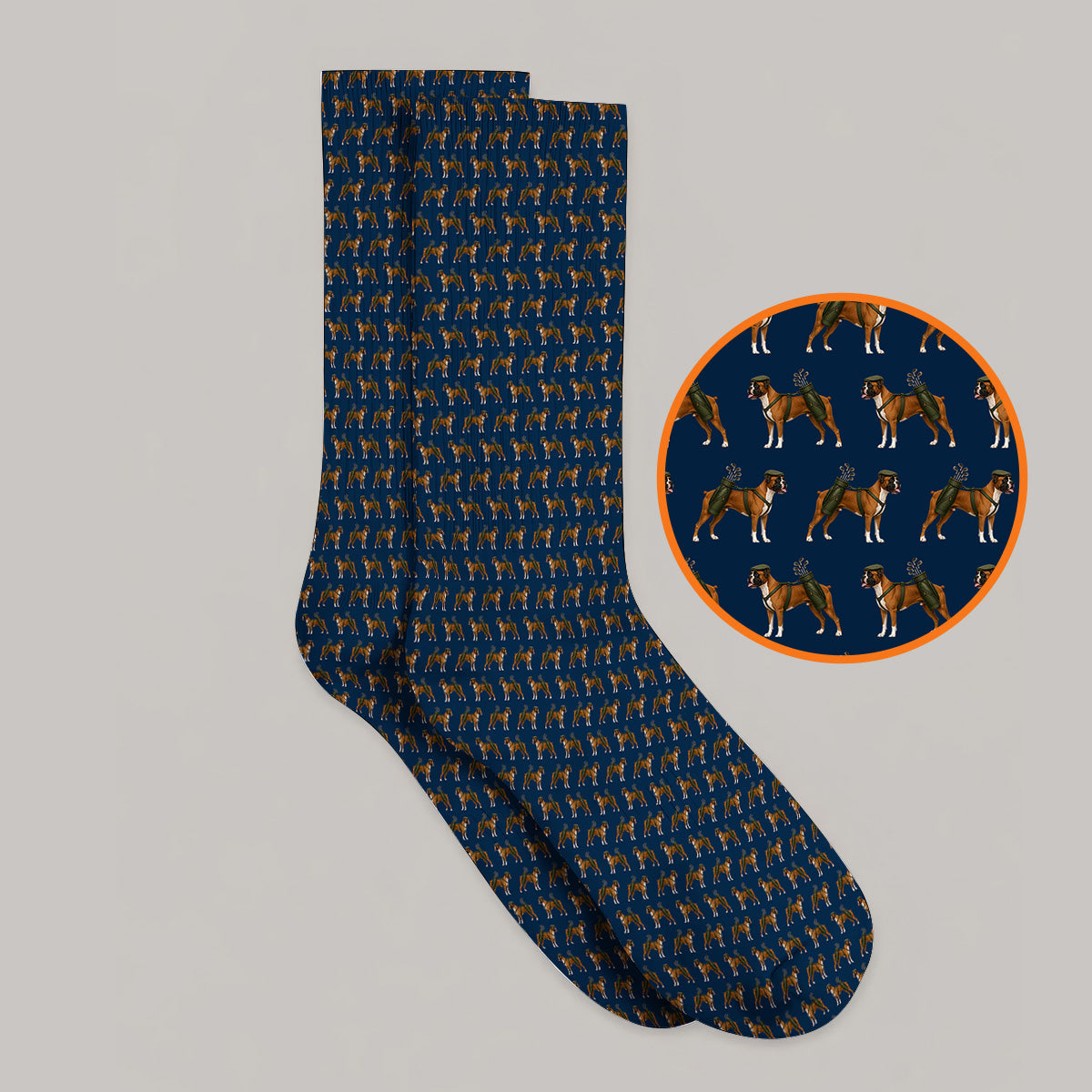 Boxer Dog Golf Socks, Boxer Pattern Golf Sock for Golfer, Golf Gift For Dog Owners