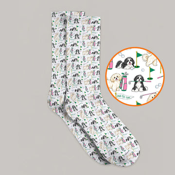 Havanese Pattern Golf Socks, Cute Havanese Golf Sock, Crazy Golf Gift for Golfer