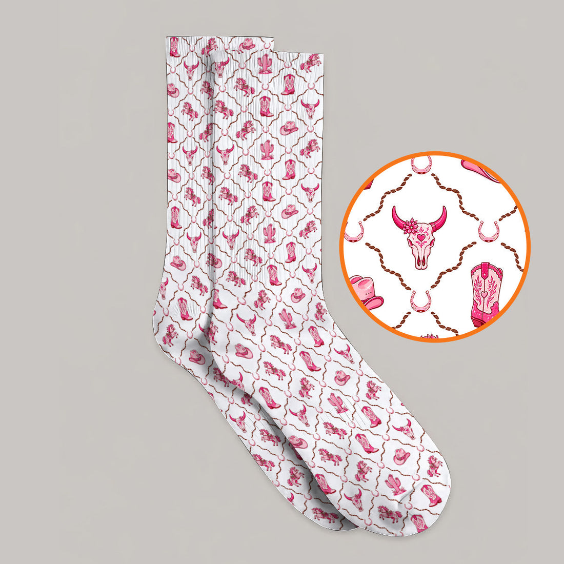 Pink Cowgirl Golf Socks, Western Rodeo Pattern Golf Sock, Funny Golf Gift For Golfers