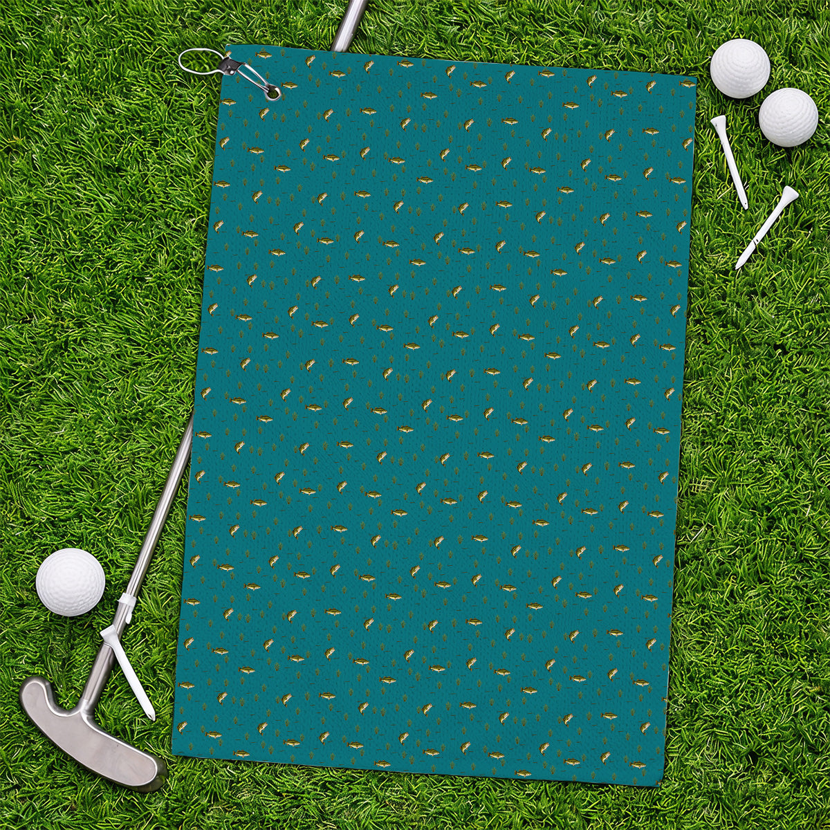 Crazy Bass Fishing Golf Towels, Largemouth Bass Pattern Golf Towel, Golf Gift For Fishing Enthusiasts