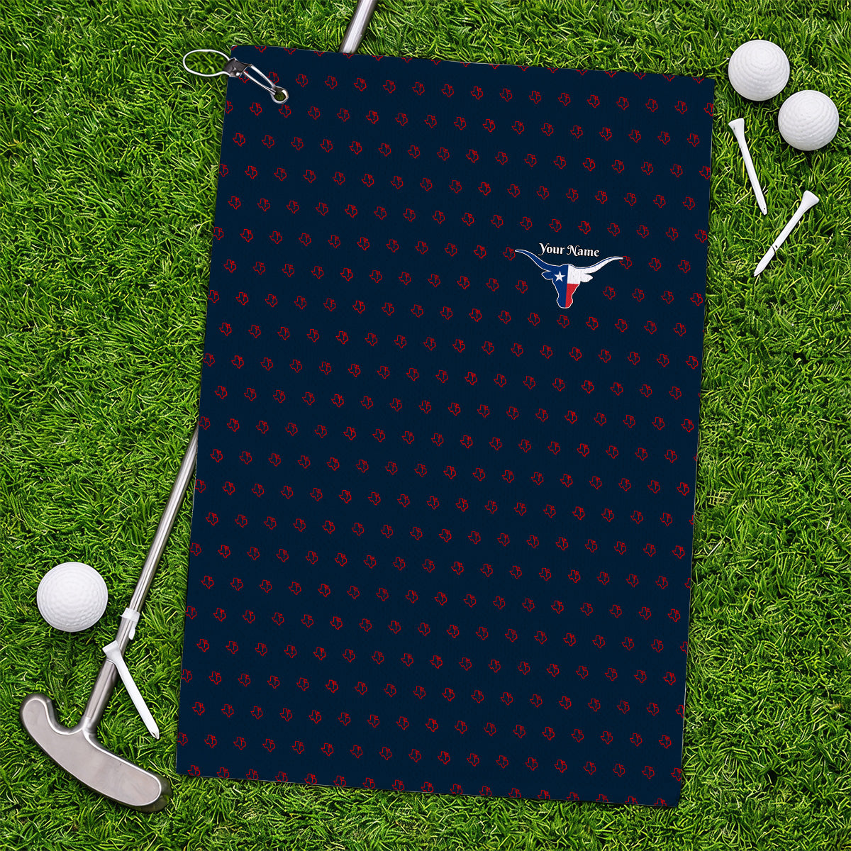Personalized Texas Longhorn Golf Towels, Texas Pattern Golf Towel, Unique Texas Golf Gift For Golfer
