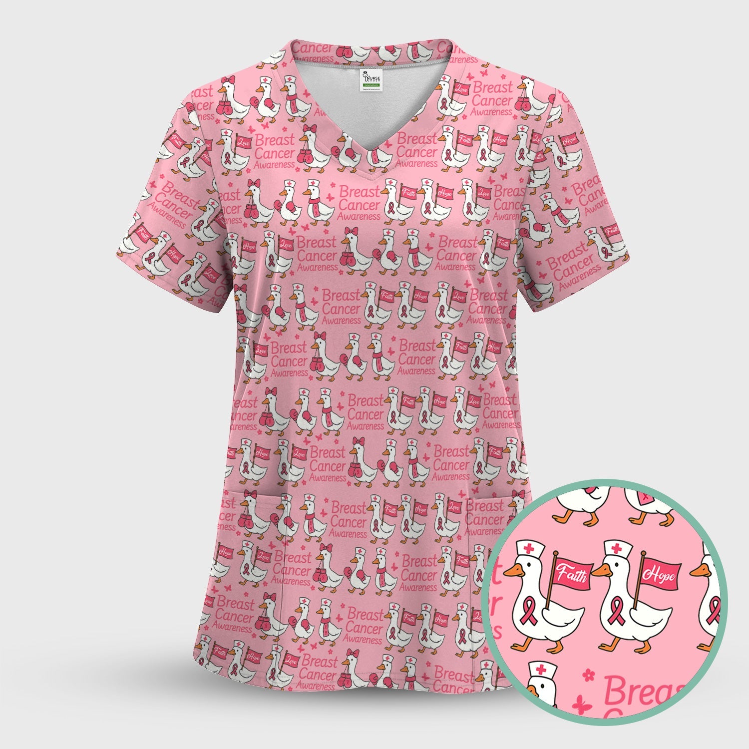 Pink Ribbon Breast Cancer Awareness Shirt - Funny Graphic Tee For Nurse - CNA RN LPN Gift
