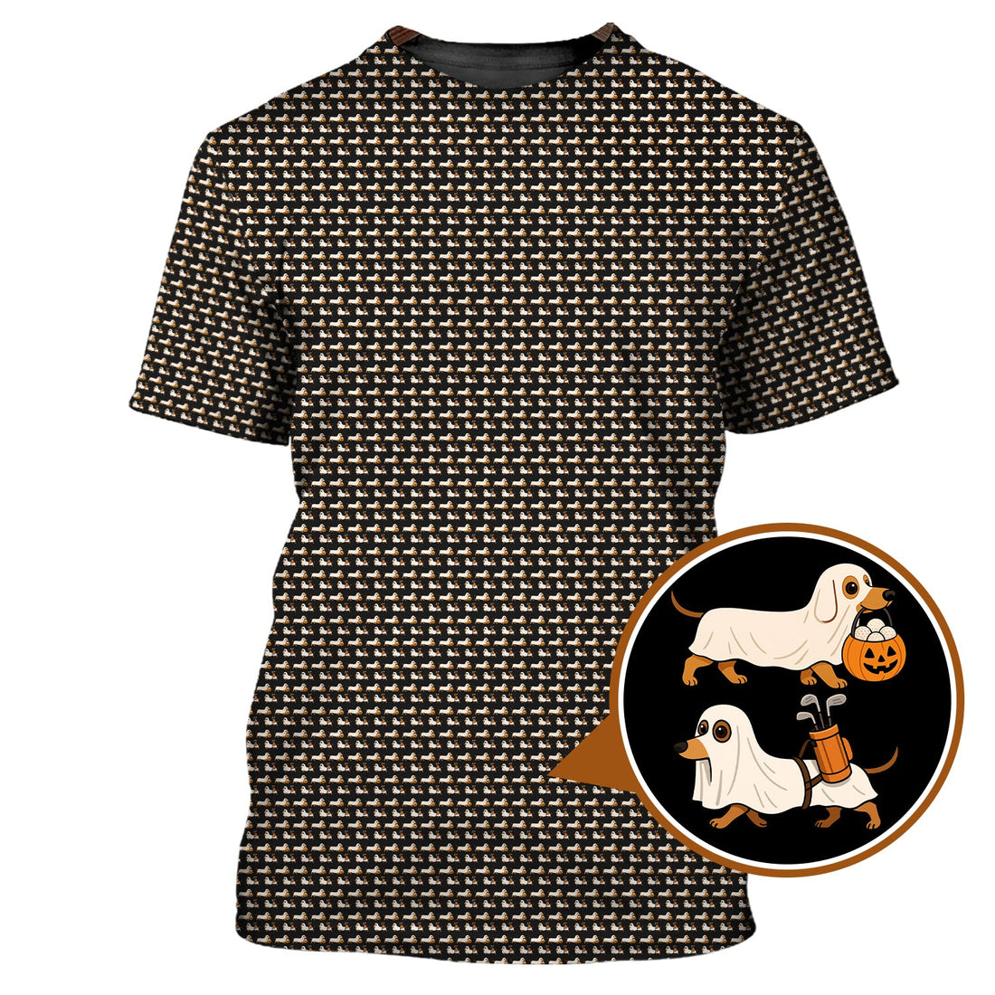 Funny Dachshund Golf Shirt For Men, Pattern Golf Shirt, Halloween Golf Shirt For Golfer
