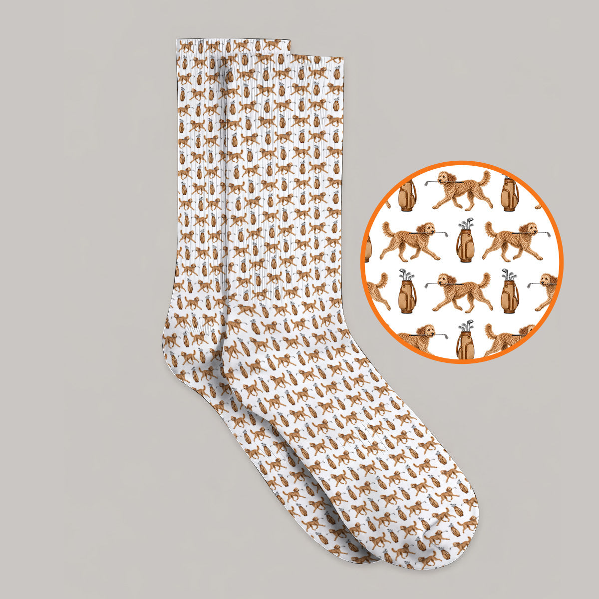 Goldendoodle Golf Socks, Doodle Dog Pattern Golf Sock, Funny Golf Gift For Dog Lovers