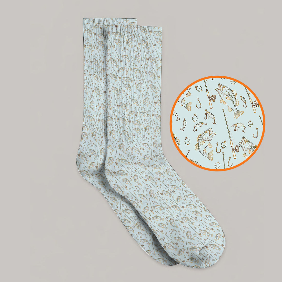 Vintage Bass Fishing Golf Socks, Fishing Lure & Rod Patterm Golf Sock, Golf Apparel Gift For Golfer