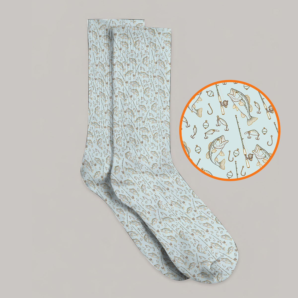 Vintage Bass Fishing Golf Socks, Fishing Lure & Rod Patterm Golf Sock, Golf Apparel Gift For Golfer