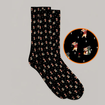 Crazy Corgi Christmas Golf Socks, Xmas Corgi Pattern Golf Sock, Golf Gift For Golfers