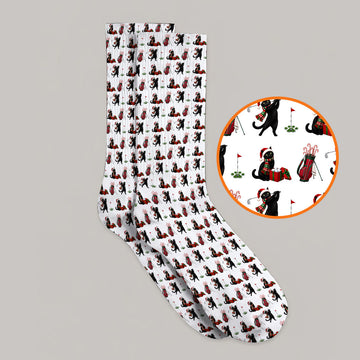Black Cat Christmas Golf Socks, Festive Cat Patterm Golf Sock, Funny Holiday Golf Gift For Golfer