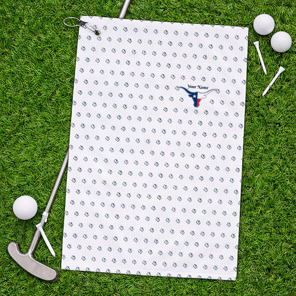 Personalized Texas Longhorn Golf Towels, Texas Pattern Golf Towel, Unique Texas Golf Gift For Golfer
