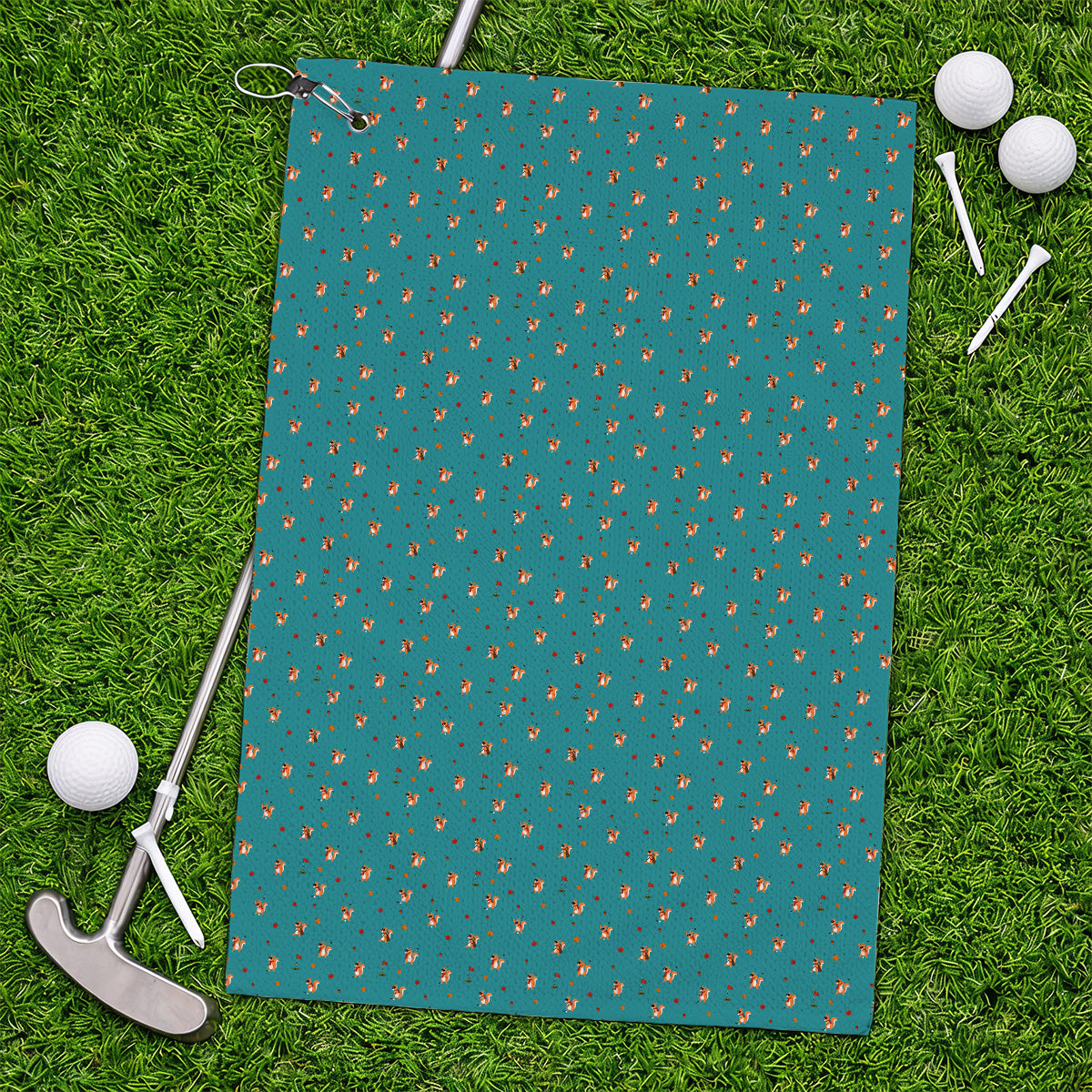 Fall Pattern Golf Towels, Autumn Squirrel Golf Towel, Crazy Golf Gift For Golfer