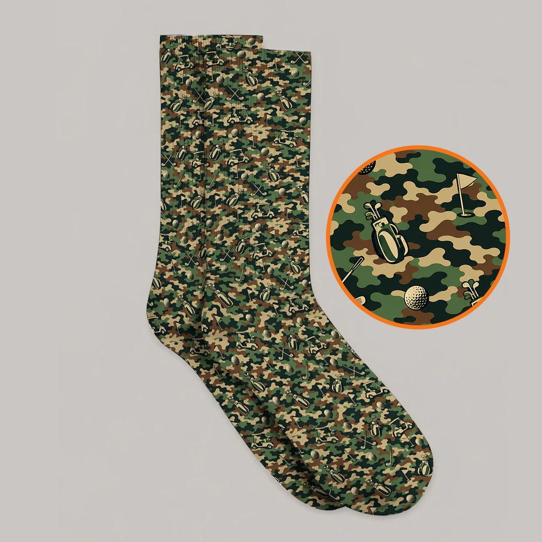 Veteran Golf Socks, Camo Pattern Golf Sock, Crazy Golf Gift For Golfers