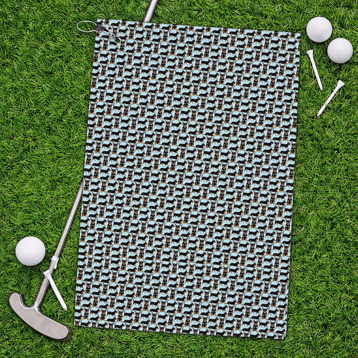 Funny Black Chihuahua Golf Towel, Cute Chihuahua Golf Pattern Towels, Dog Lovers Golf Gift For Golfer