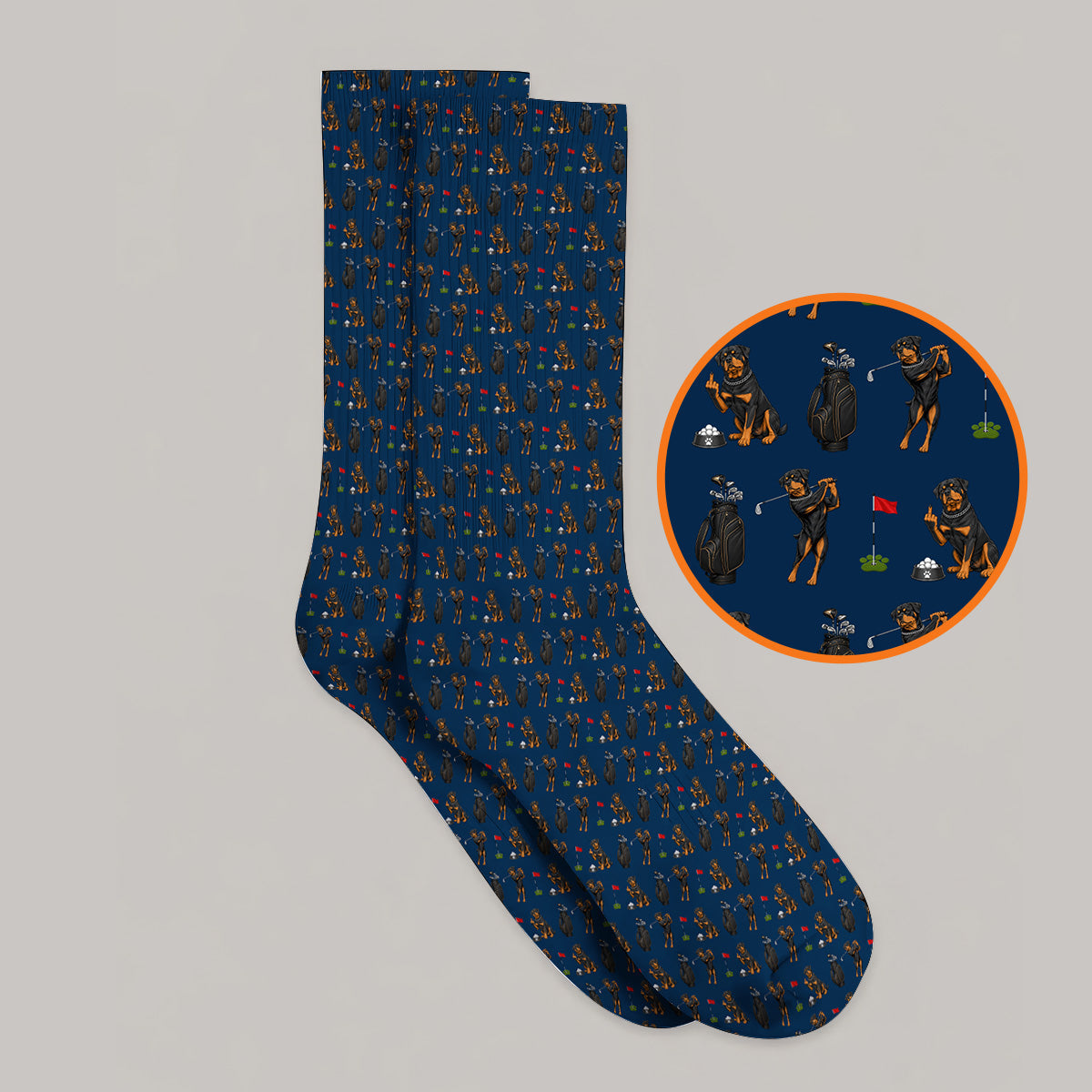 Funny Rottweiler Golf Socks, Rottweiler Pattern Golf Sock, Dog Dad Golf Shirt