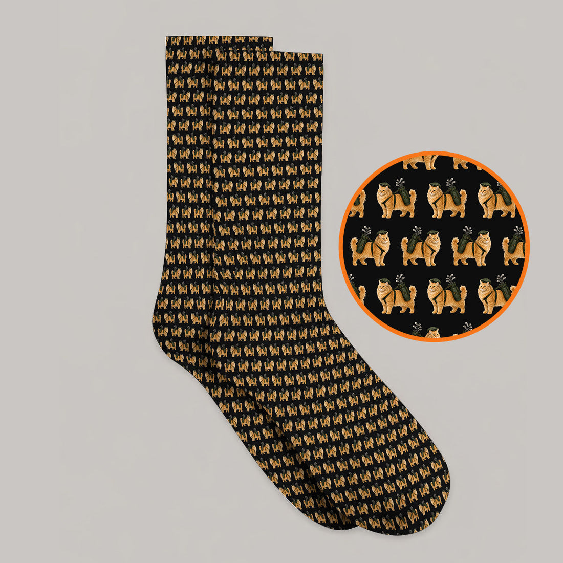 Ginger Long Hair Cat Golf Socks, Cute Orange Cat Pattern Golf Sock for Cat Lovers, Golf Gift for Long Haired Cat Owners