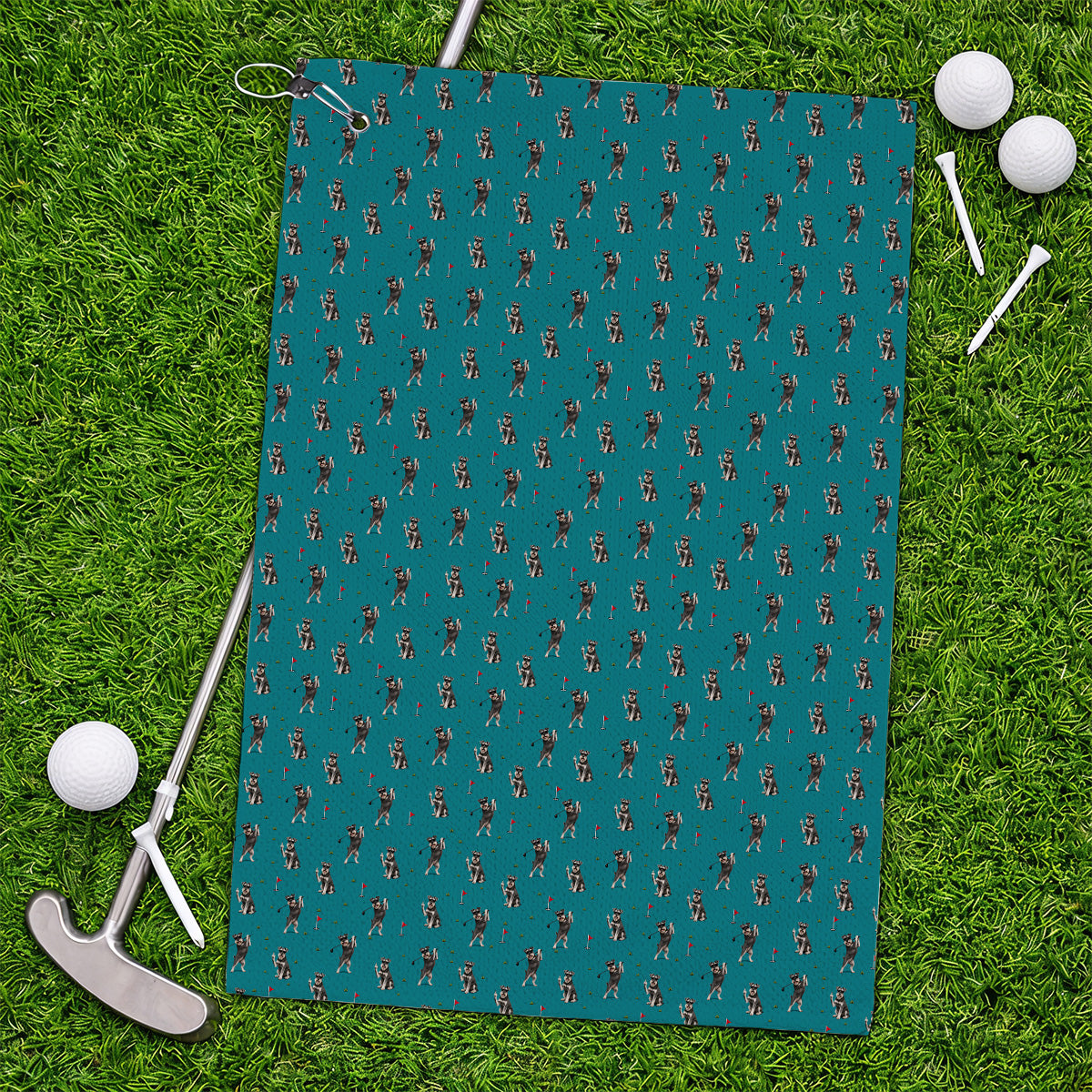 Miniature Schnauzer Golf Towels, Funny Schnauzer Pattern Golf Towel, Dog Lover Gift For Golfers