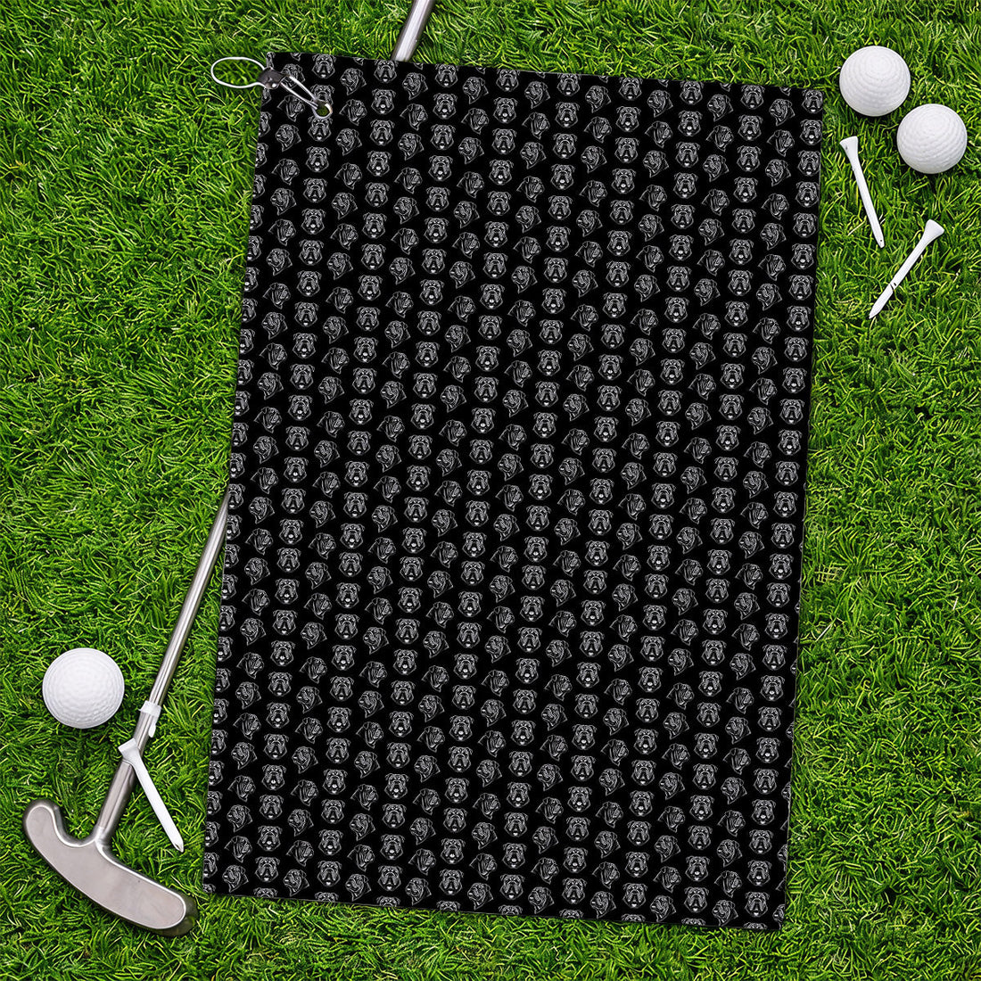 English Bulldog Golf Pattern Towels, Bulldog Golf Towel, Crazy Golf Gift For Golfers