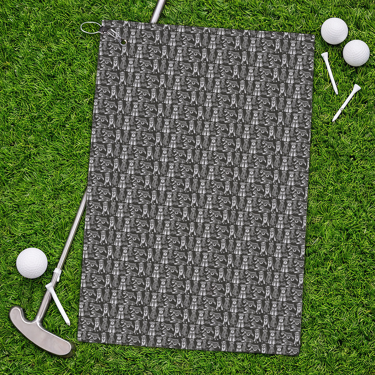 Miniature Schnauzer Golf Towels, Retro Schnauzer Golf Towel, Crazy Golf Gift For Golfer