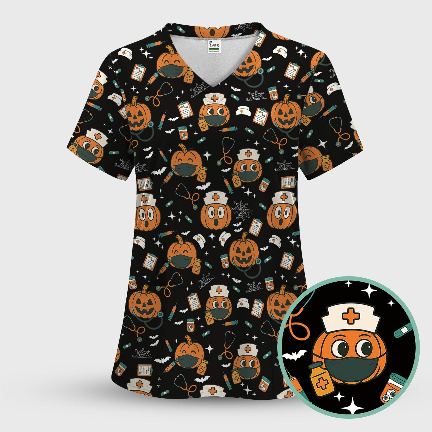 Pumpkin Halloween Nurse Shirt - Funny Holiday Tee For Women Nurses - Gift for CNA RN LPN