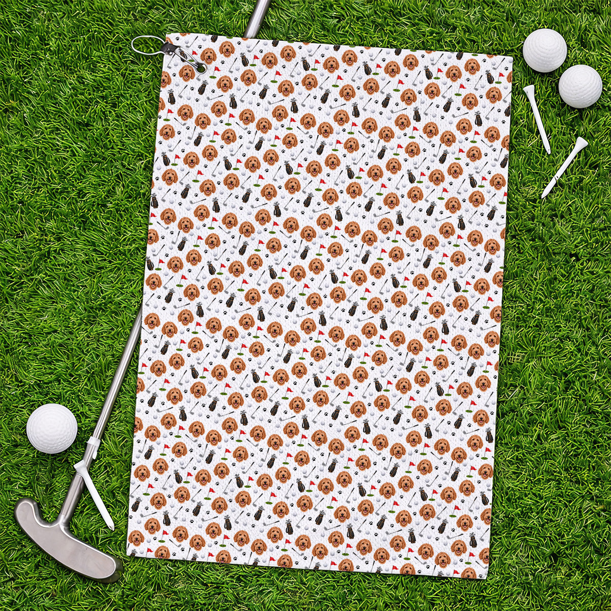 Goldendoodle Golf Towels, Crazy Doodle Dog Pattern Golf Towel, Golf Gift For Golfers