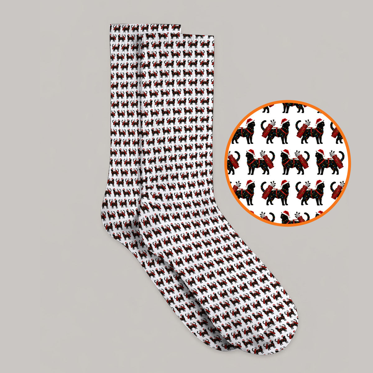 Black Cat Christmas Golf Socks, Crazy Cats Golf Sock For Xmas Holiday, Golf Gift For Cat Loving Golfer
