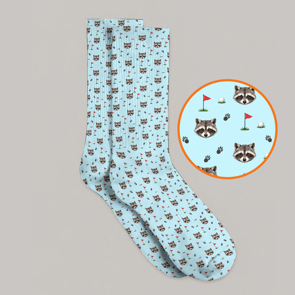 Funny Raccoon Golf Socks, Raccoon Pattern Golf Sock, Golf Gift For Golfers