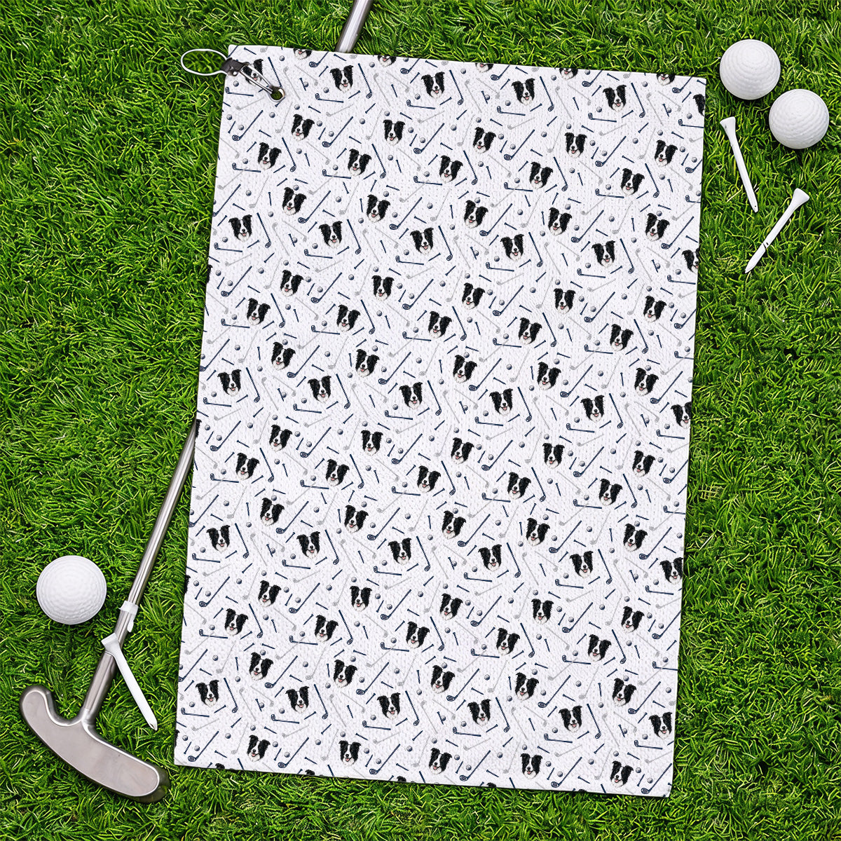 Funny Border Collie Golf Towels, Border Collie Pattern Golf Towel for Dog Lovers, Golf Gift for Golfer