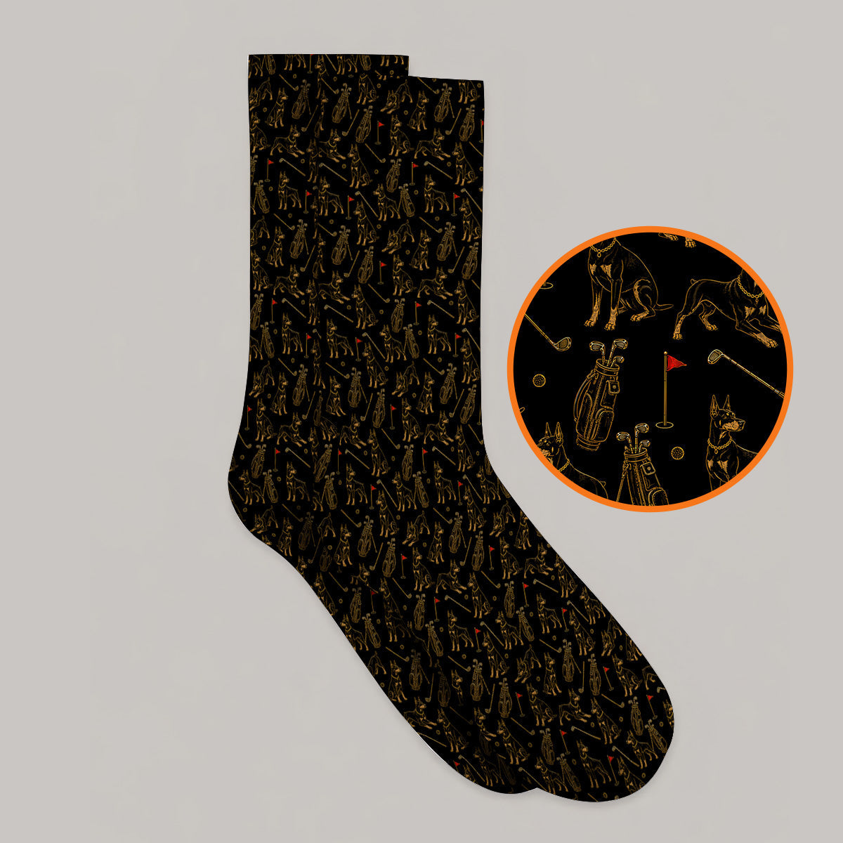 Crazy Doberman Golf Socks, Doberman Pattern Golf Sock, Golf Gift For Golfer
