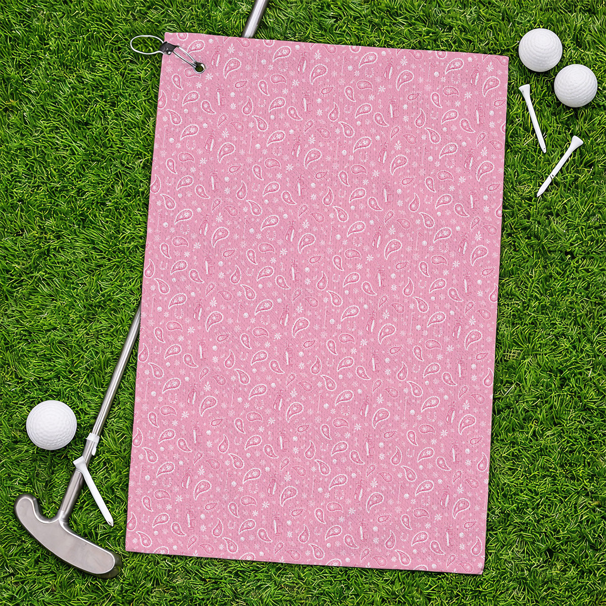 Cowgirl Paisley Pattern Golf Towels, Pink Western Golf Towel, Cute Paisley Golf Gift For Golfers