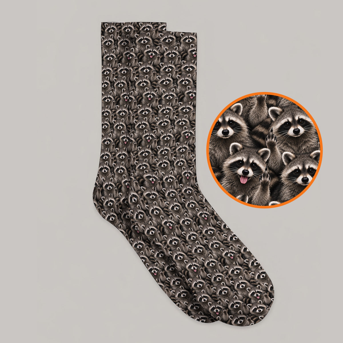 Raccoon Golf Pattern Socks, Crazy Raccoon Golf Sock, Golf Gift for Golfer