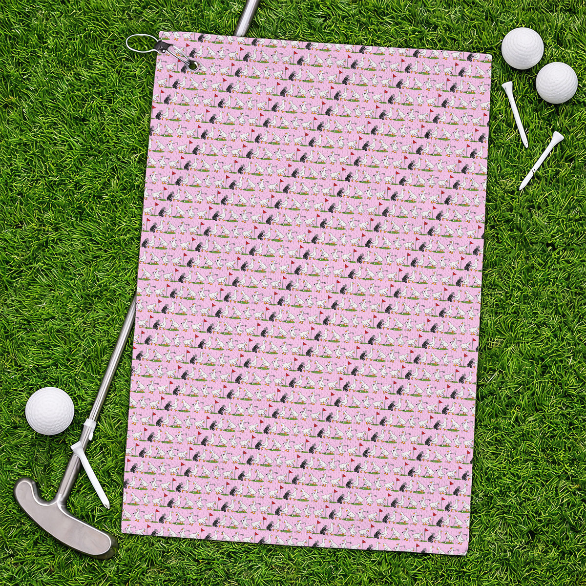Cute Goose Golf Pattern Towels, Goose Golf Towel, Crazy Golf Gift for Golfers