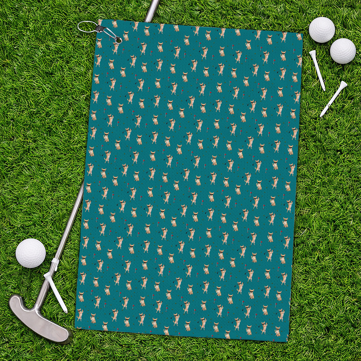Funny Chihuahua Golf Towel, Cute Chihuahua Golf Pattern Towels for Dog Lovers, Crazy Golf Gift For Golfer