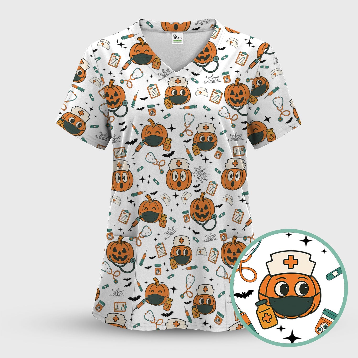 Pumpkin Halloween Nurse Shirt - Funny Holiday Tee For Women Nurses - Gift for CNA RN LPN