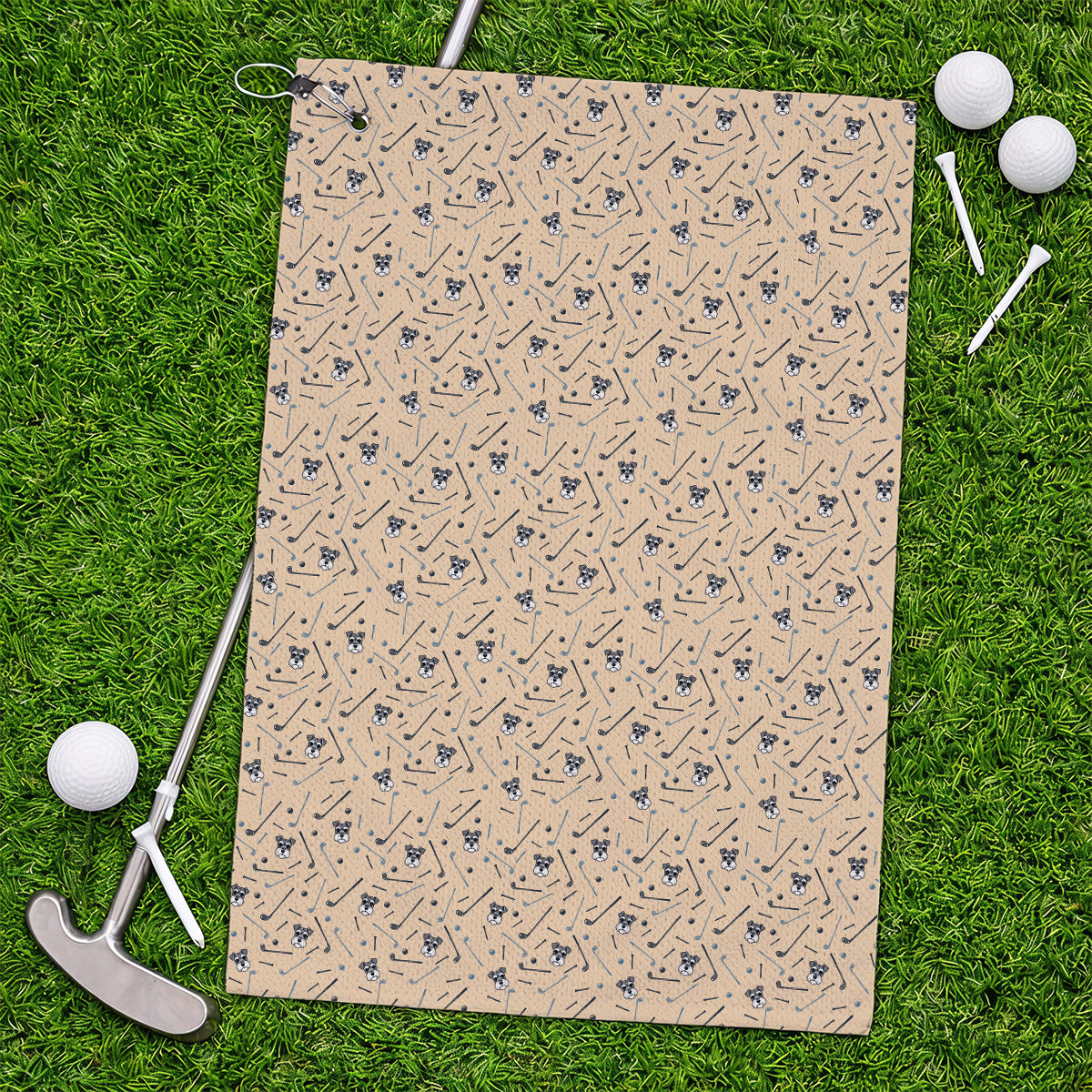 Crazy Miniature Schnauzer Pattern Golf Towel, Mini Schnauzer Golf Towels, Dog Lover Golf Gift