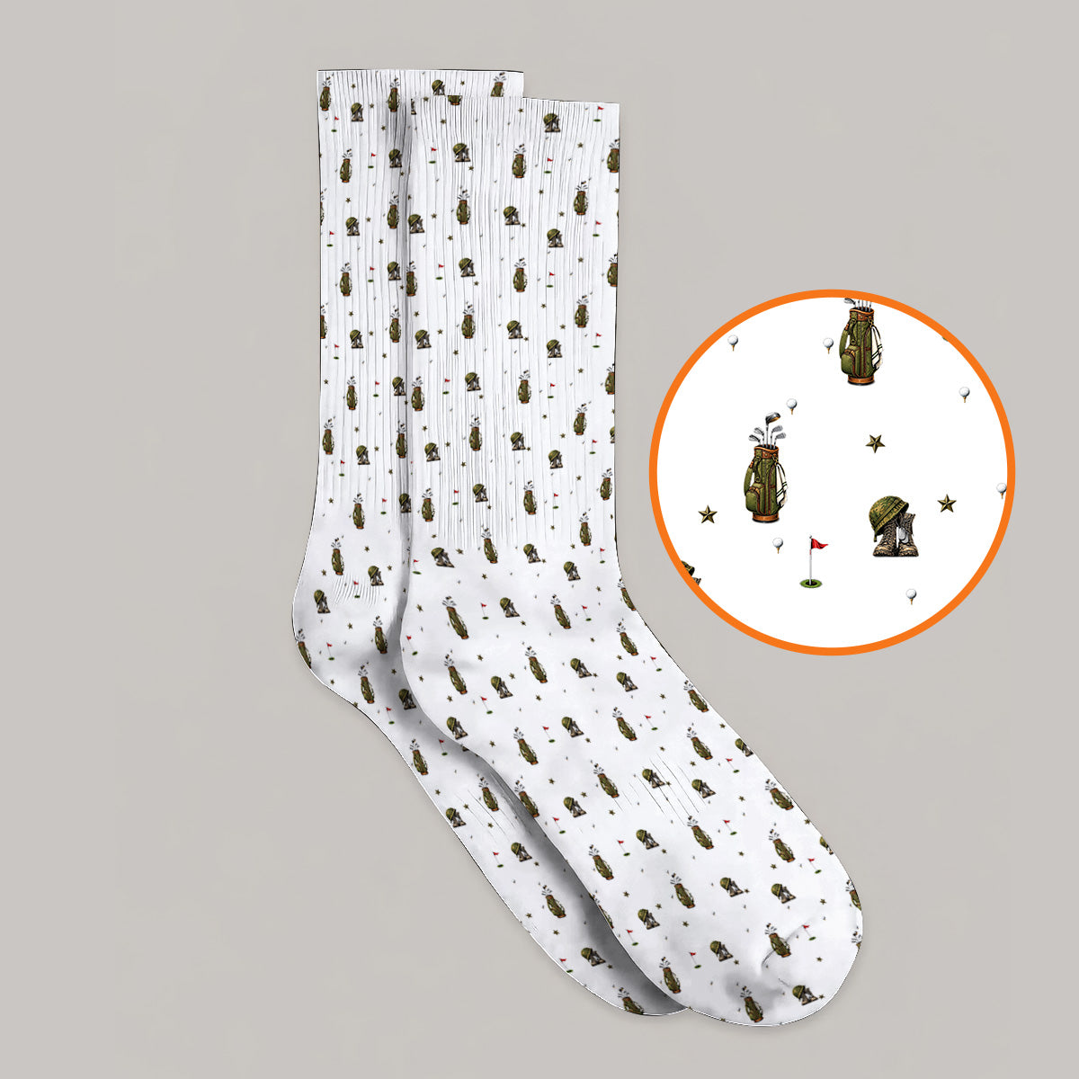 Veteran Golf Socks, Military Army Pattern Golf Sock, Patriotic Veteran Golf Gift For Golfers