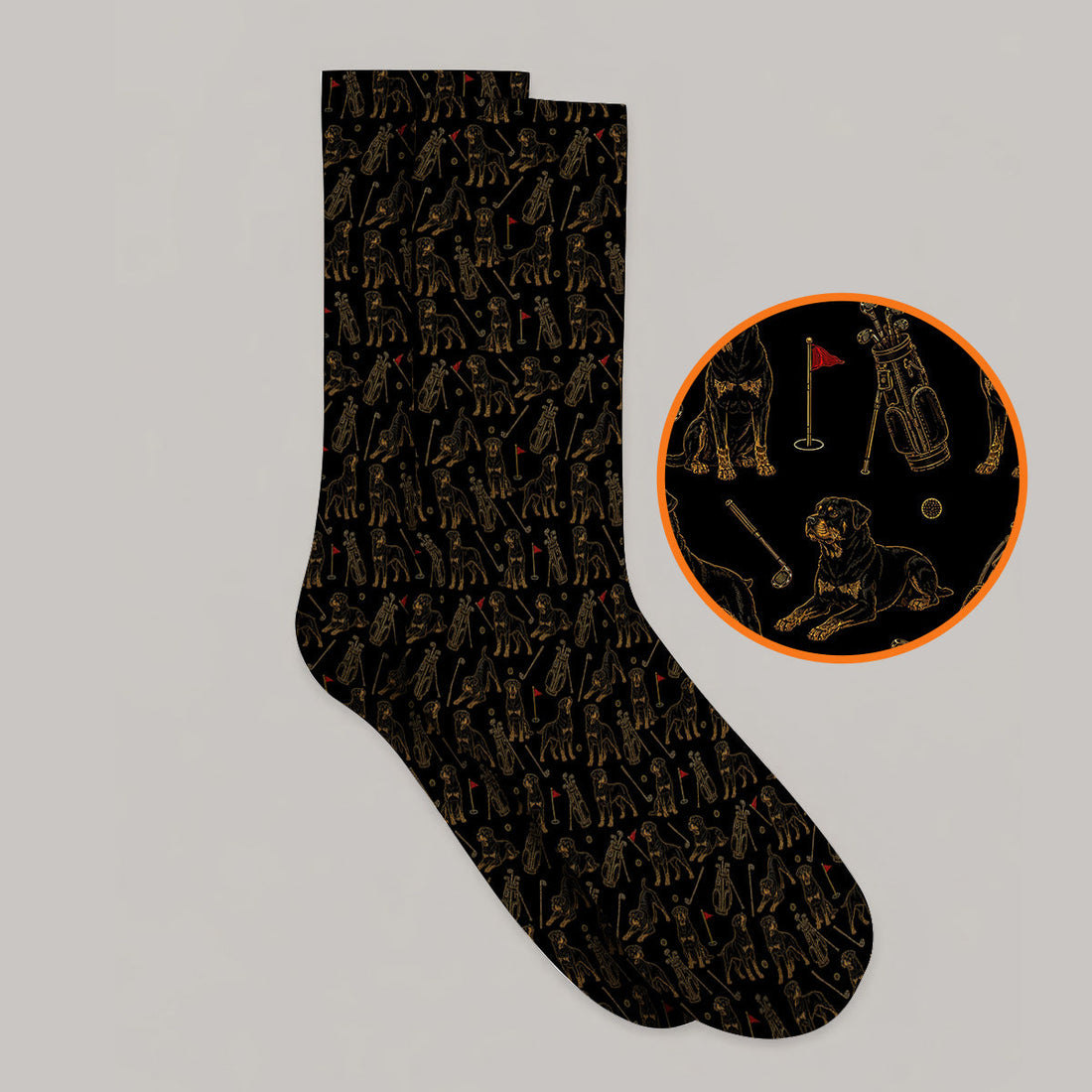 Crazy Rottweiler Golf Socks, Rottweiler Dog Pattern Golf Sock, Golf Gift For Golfer