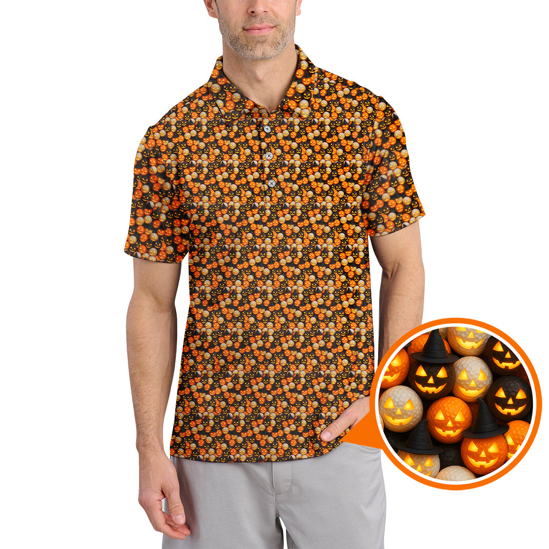 Pattern Golf Shirt For Golfer, Halloween Golf Shirt, Crazy Golf Shirt For Men