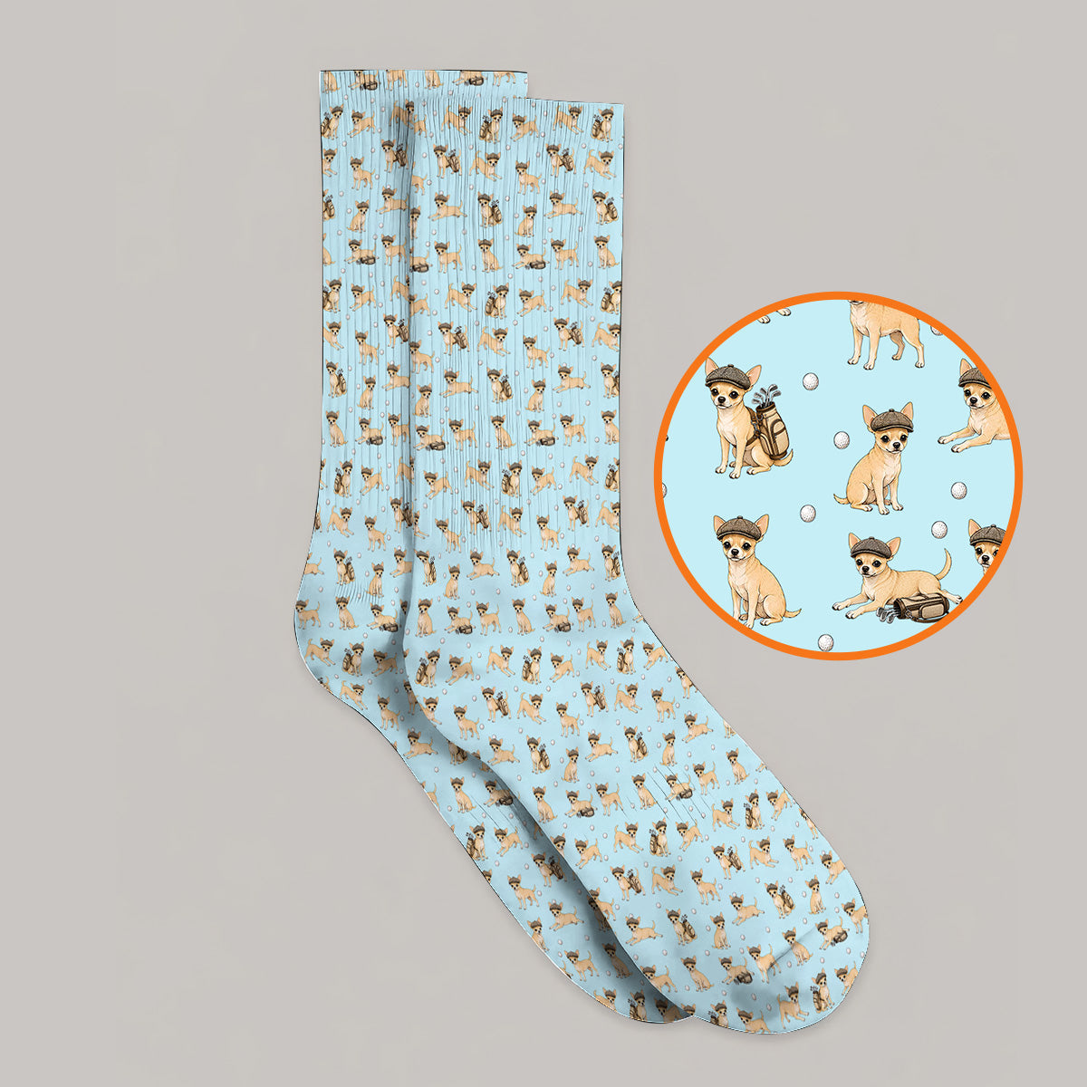 Funny Chihuahua Golf Socks, Cute Chihuahua Pattern Golf Sock for Dog Lovers, Golf Gift For Golfer