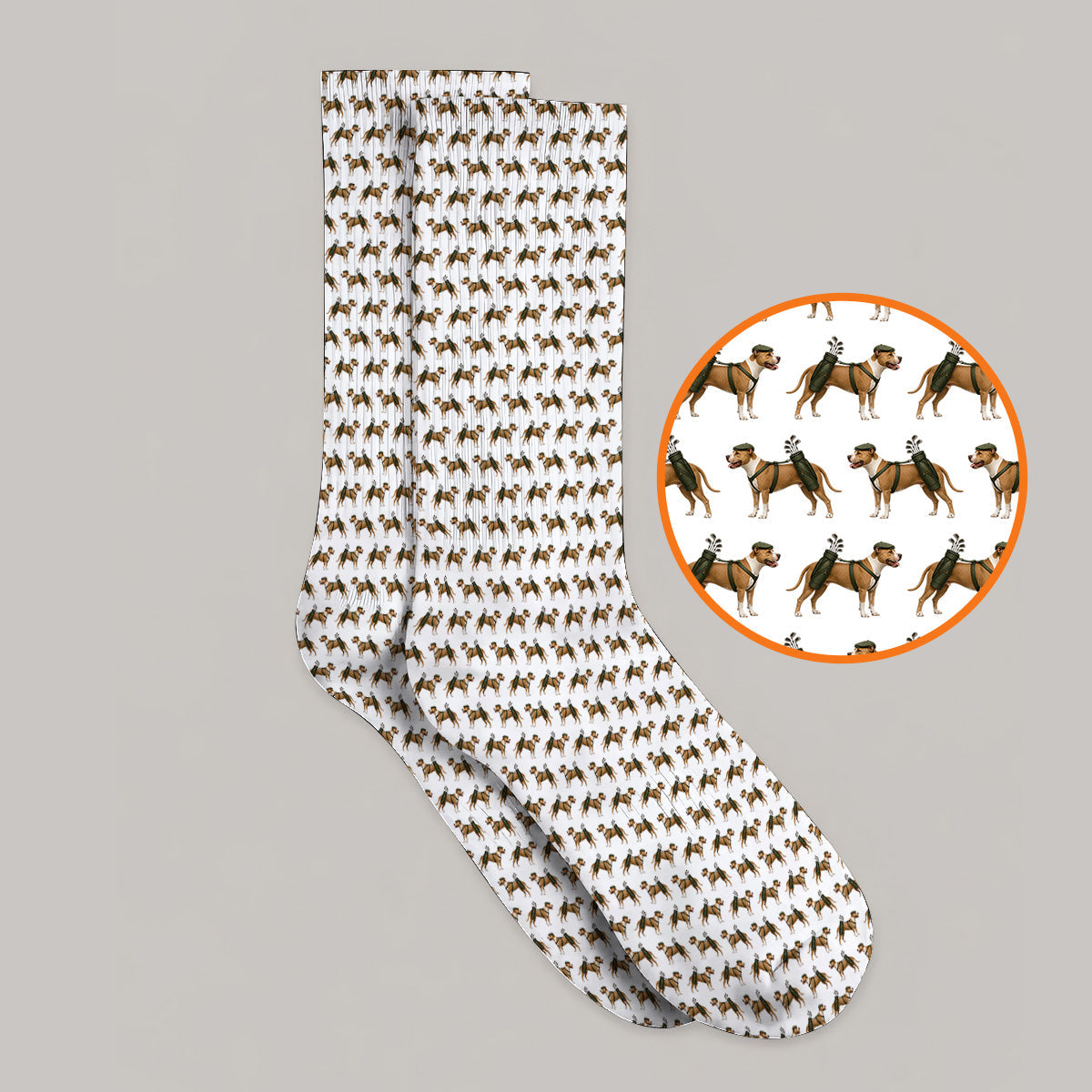 Funny Pit Bull Terrier Golf Socks, Pit Bull Pattern Golf Shirt, Golf Gift for Dog Lovers