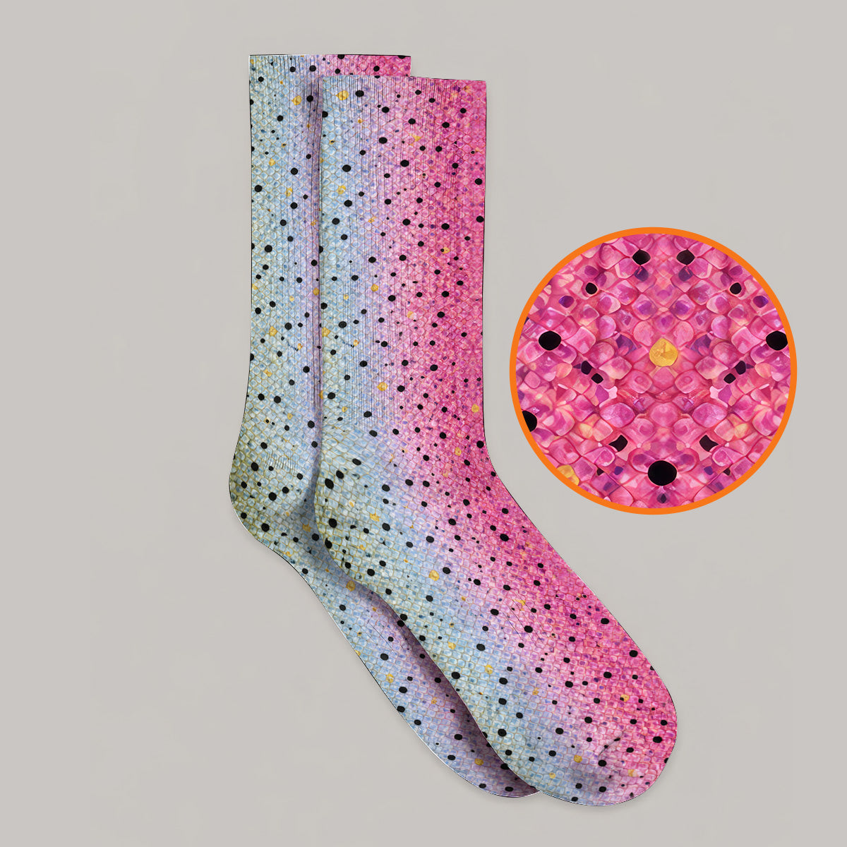 Crazy Rainbow Trout Skin Pattern Golf Socks, Pink Blue Fish Scale Golf Sock, Golf Gift For Golfers