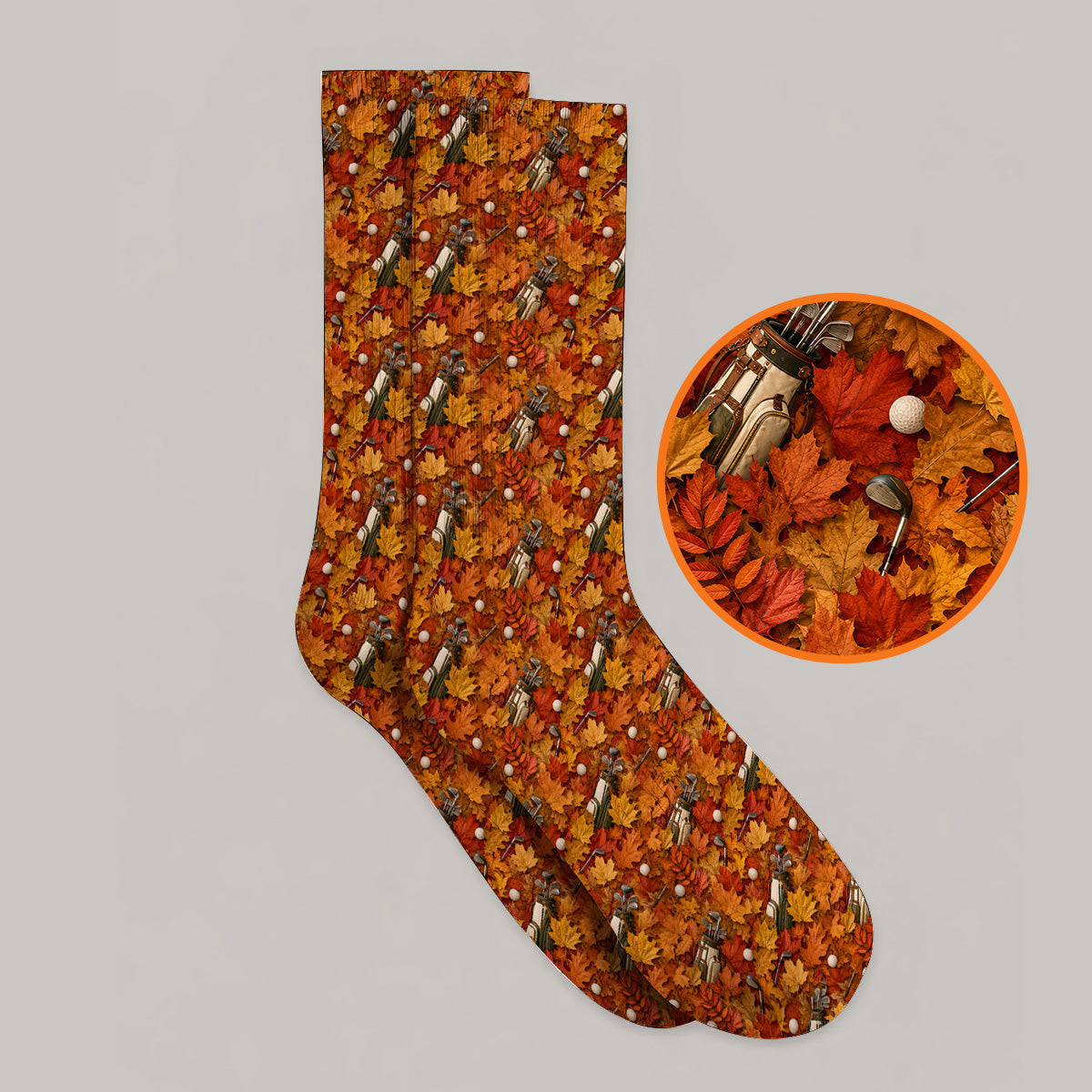 Autumn Golf Socks, Fall Leaves Pattern Golf Sock, Maple Leaf Golf For Golfer