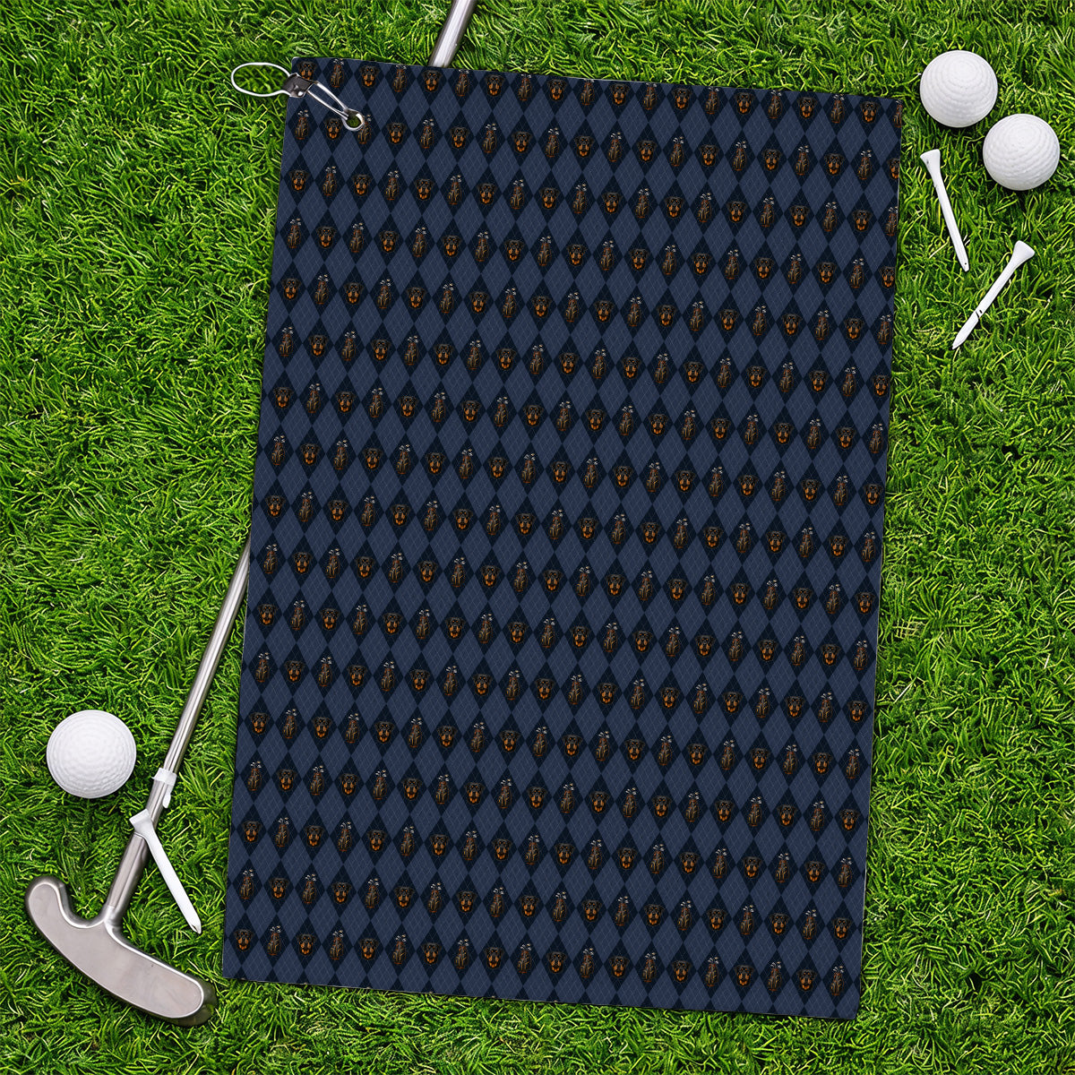 Rottweiler Argyle Pattern Golf Towel, Crazy Rottweiler Golf Towels, Dog Lover Golf Gift