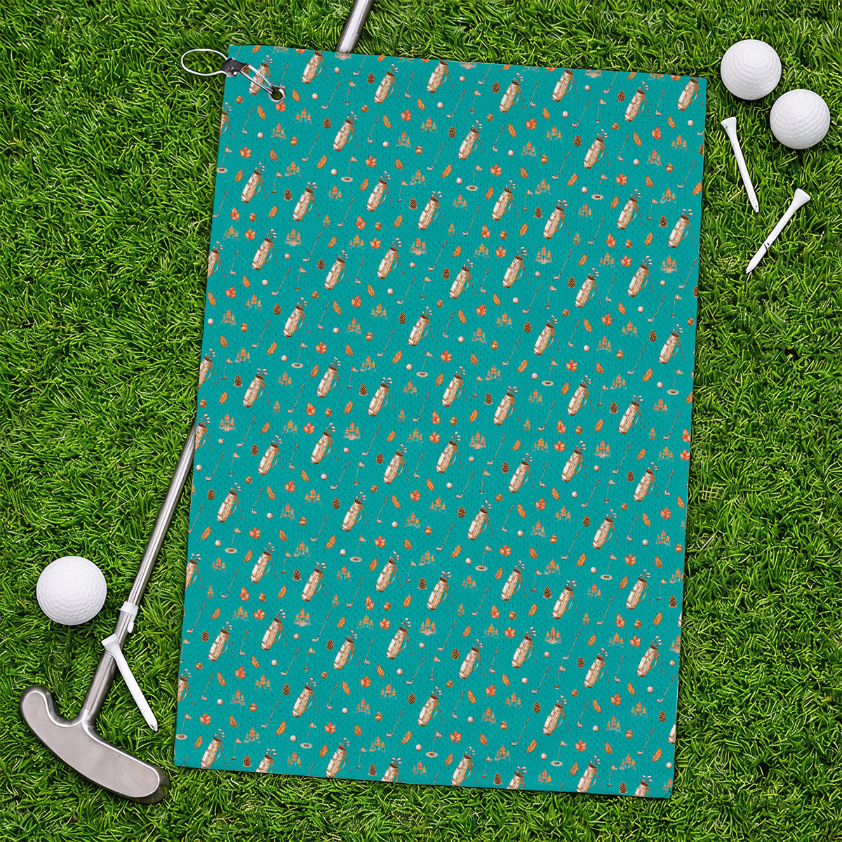 Vintage Squirrel Golf Towel, Autumn Golf Fall Pattern Towels, Golf Gift For Golfer