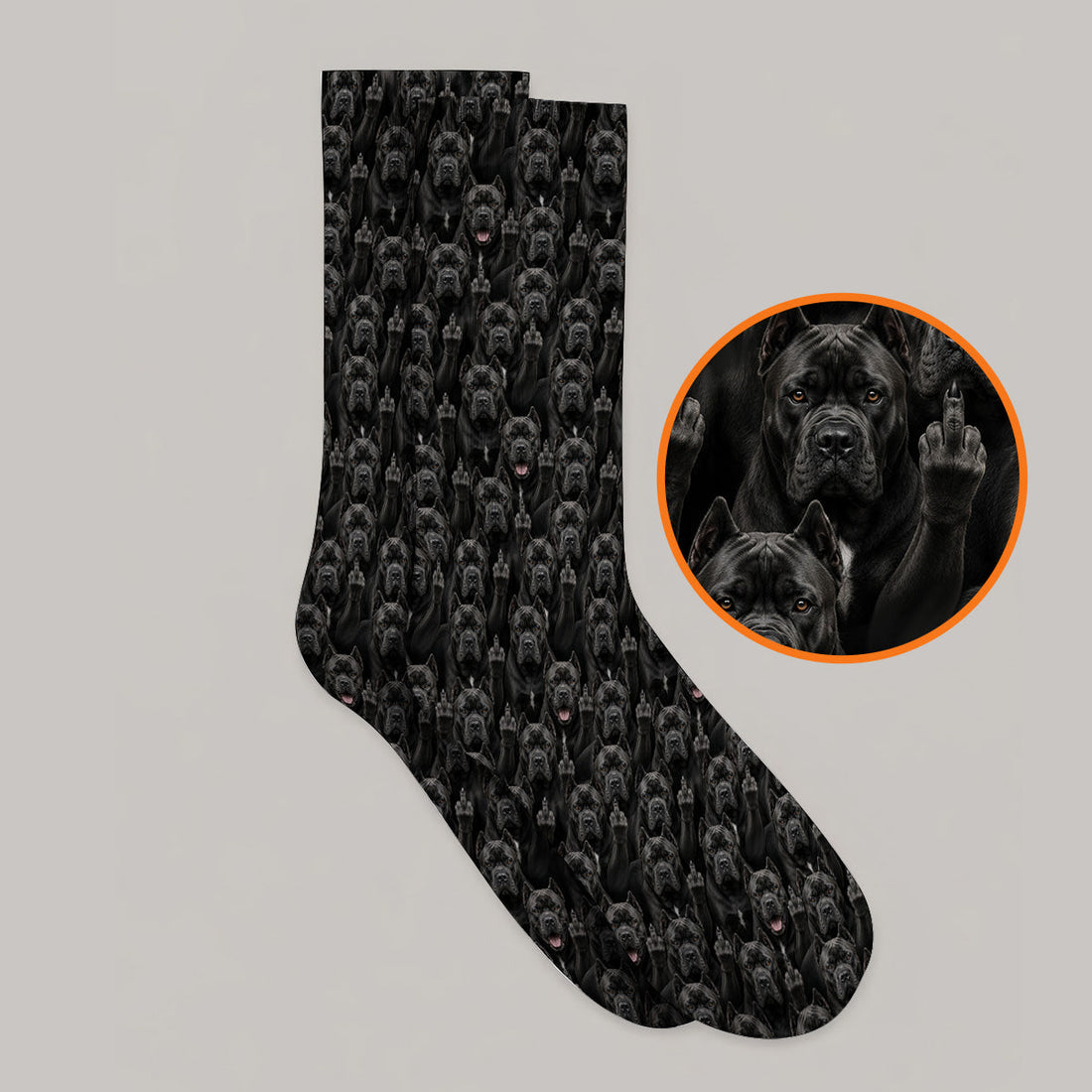 Funny Cane Corso Pattern Golf Sock, Black Cane Corso Golf Socks for Golfer, Golf Gift for Dog Lovers