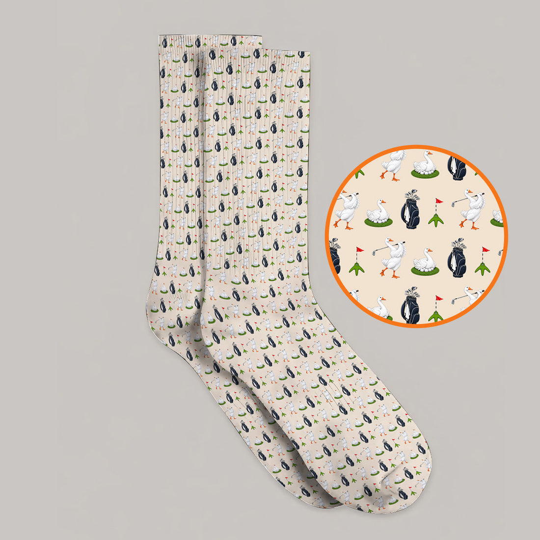 Funny Goose Golf Socks, Teal Goose & Golf Pattern Sock, Golf Apparel Gift For Golfer