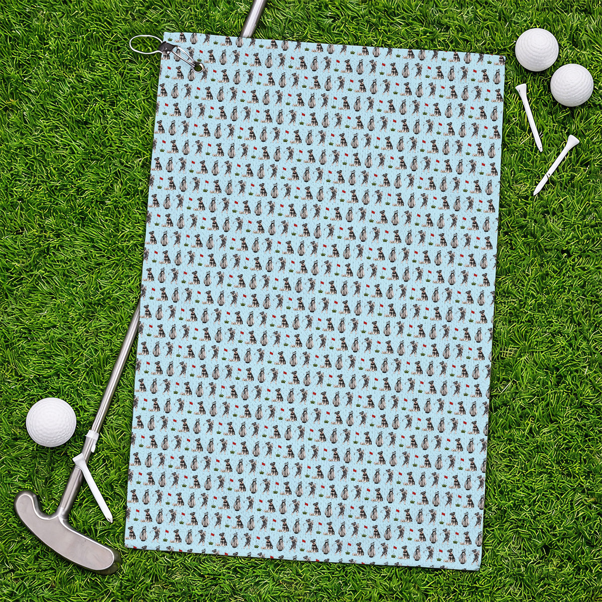 Funny Miniature Schnauzer Golf Towel, Schnauzer Pattern Golf Towels, Gift For Golf Lovers