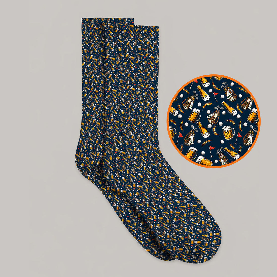 Pattern Golf And Beer Socks, Funny Golf Sock, Golf Gift For Golfer