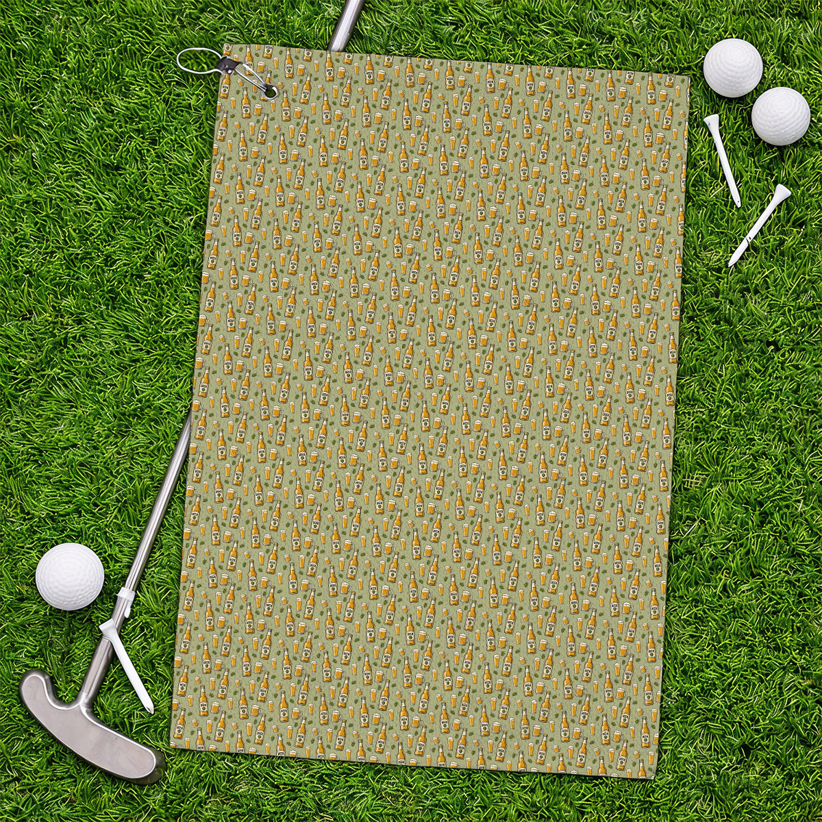 Beer Pattern Golf Towel, Funny Beer Golf Towels, Golf Gift For Beer Lovers